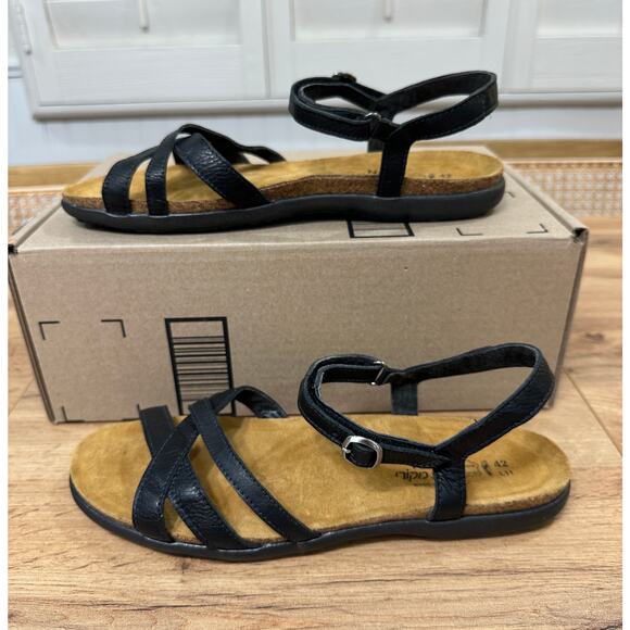 Naot Women's Patricia Flat Sandals Soft Black Leather Size 11 US 42 EU NWOB - Picture 3 of 15